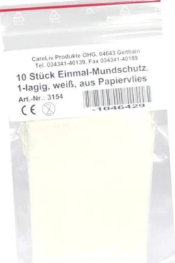 Mundschutz Papiervlies Mit Gummiband Weiß 10 Stück
