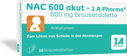 NAC 600 akut 1A Pharma 10 Brausetabletten