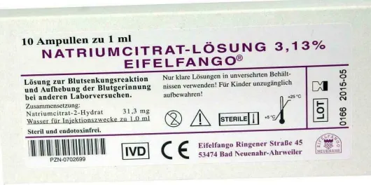 Natrium Citricum 3,13% 10 X 1 ml Ampullen
