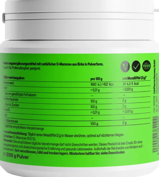 Natural D-Mannose Aus Birke 200 G Pulver