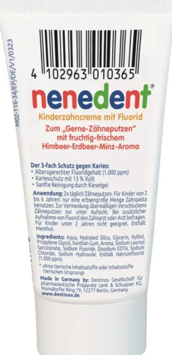 Nenedent Kinderzahncreme mit Fluorid 2 - 6 Jahre 50 ml
