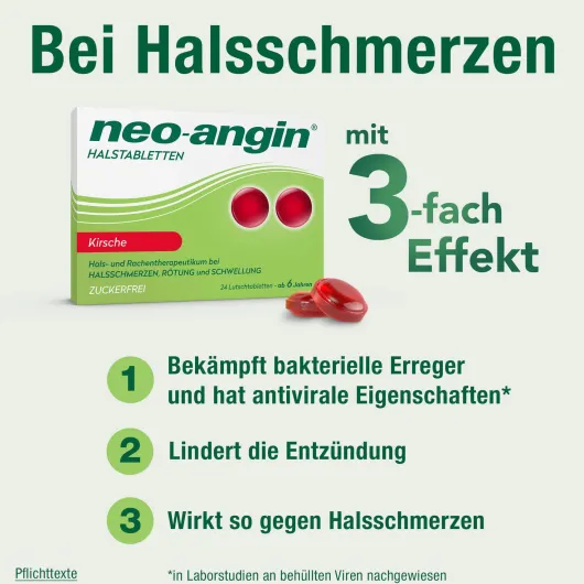 Neo Angin Halstabletten Kirsche zuckerfrei 24 Lutschtabletten