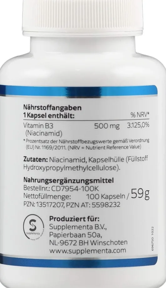 Niacinamid B3 500 mg 100 Kapseln
