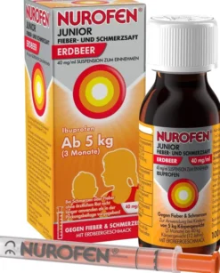 Nurofen Junior Fieber- & Schmerzsaft Erdbeer 40 mg pro ml 100 ml Suspension