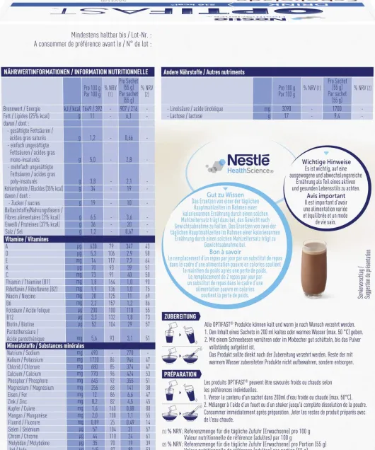 Optifast Drink Schokolade 8 X 55 G Pulver
