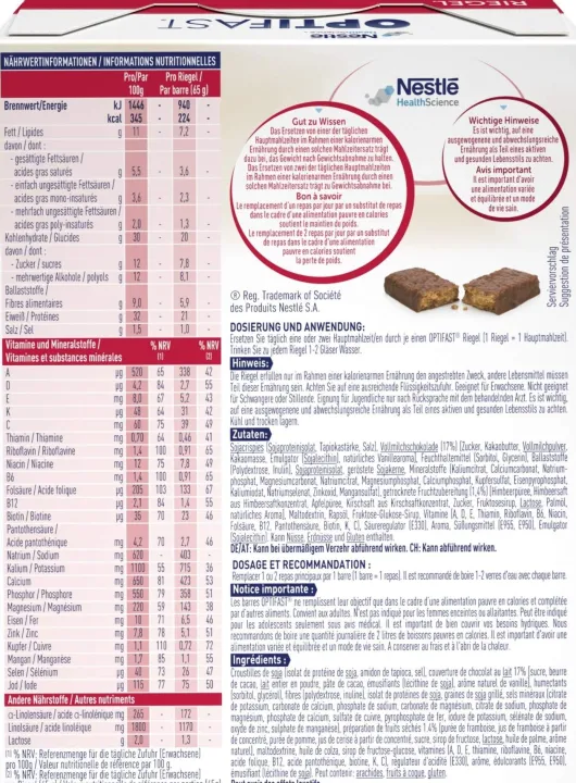 Optifast Riegel Himbeere-Kirsche 6 X 65 G