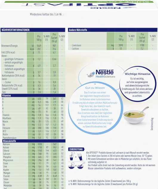 Optifast Suppe Gemüse 8 X 55 G Pulver