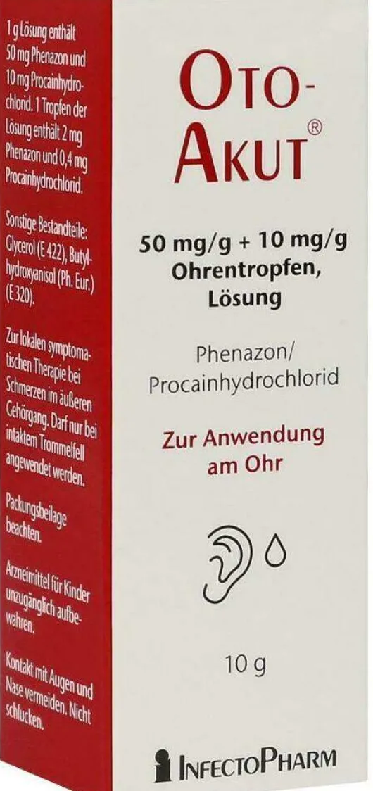 Otoakut 50 mg Je G + 10 mg Je G Ohrentropfen Lösung