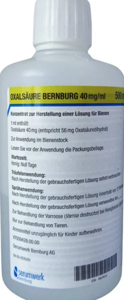 Oxalsäure Bernburg 40 mg Je ml Konz.H.Lsg.F.Bienen