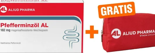 Pfefferminzöl AL 182 mg magensaftresistente Weichkapseln 60 Stück + gratis Medikamententasche 1 Stück
