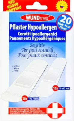 Pflaster Hypoallergen Sensitiv Transparent 2 Größen 20 Pflaster