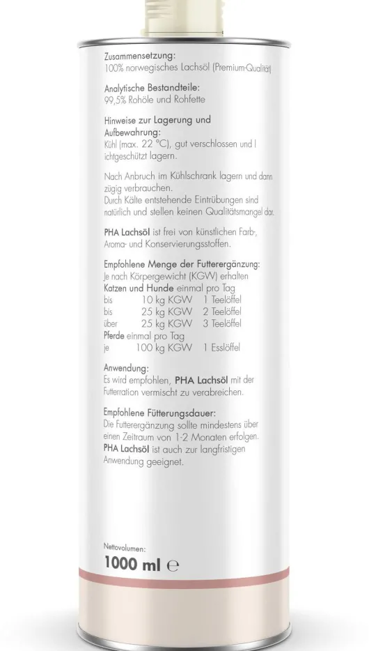 Pha Lachsöl Für Hunde, Katzen und Pferde 1000 ml