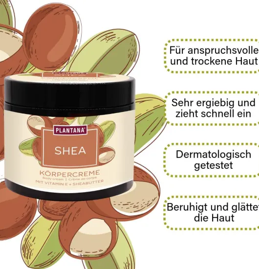 Plantana Shea Körpercreme Sheabutter Mit Vitamin E 500 ml