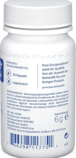 Pure Encalsulations Vitamin D3 4000 I.E. 30 Kapseln
