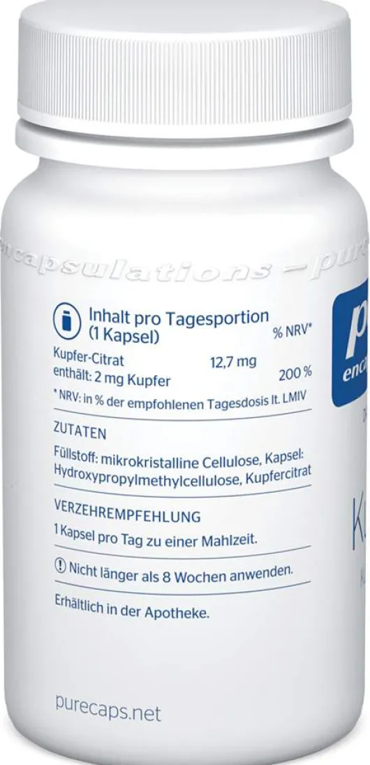 Pure Encapsulations Kupfer Kupfercitrat 60 Kapseln