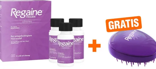 Regaine Frauen - 3 x 60 ml Lösung + gratis Haarbürste