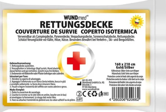 Rettungsdecke 160x210cm Gold-Silber
