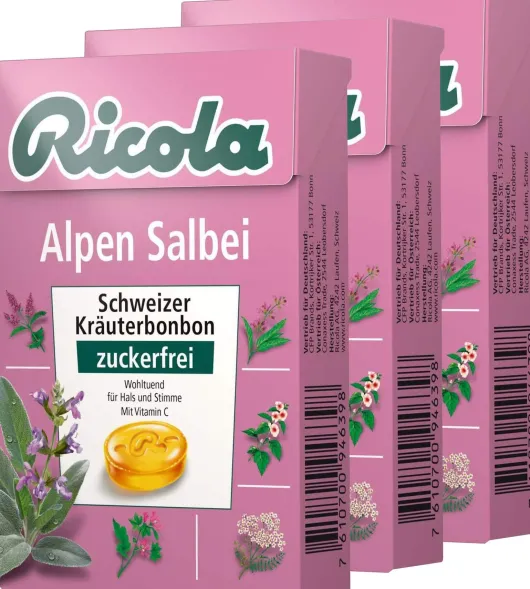 Ricola Box Alpen Salbei zuckerfrei 3 x 50 g
