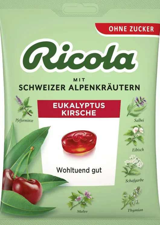 Ricola Eukalyptus Kirsche - 75 G Schweizer Hustenbonbon