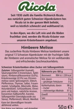 Ricola Himbeere Melisse - Schweizer Hustenbonbon 50 G