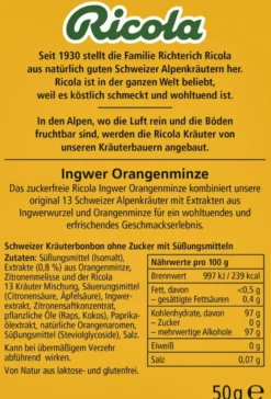 Ricola Ingwer Orangenminze - Schweizer Hustenbonbons 50 G