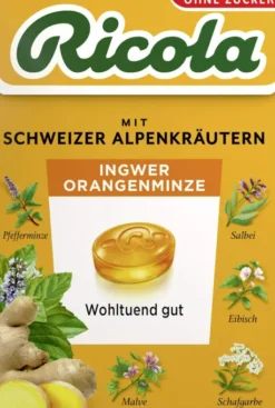 Ricola Ingwer Orangenminze - Schweizer Hustenbonbons 50 G