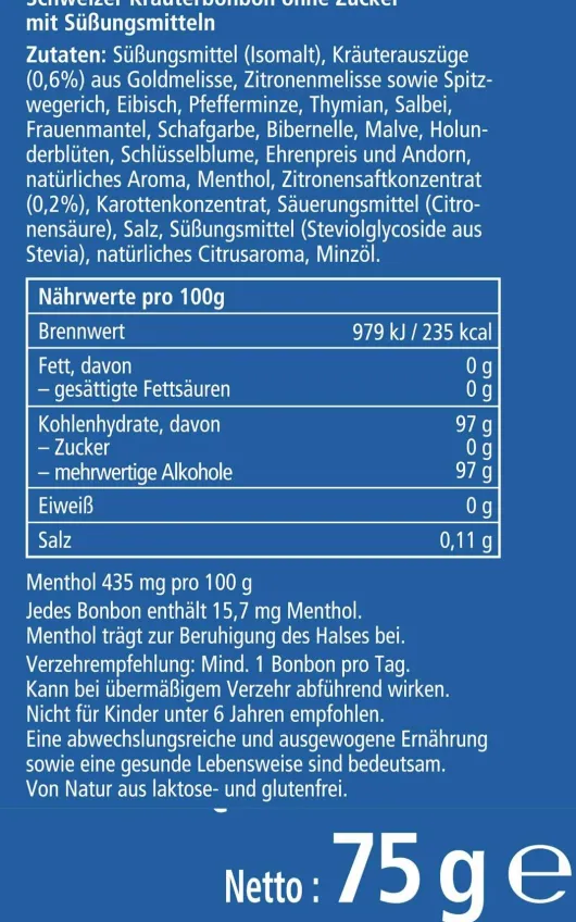 Ricola Menthol-Zitrone Extra Stark - Schweizer Hustenbonobon...