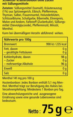 Ricola Ohne Zucker Kräuter 75 G Bonbons