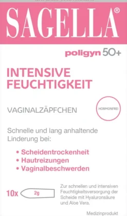 Sagella poligyn 50+ intensive Feuchtigkeit Ovula 10 x 2 g Zäpfchen
