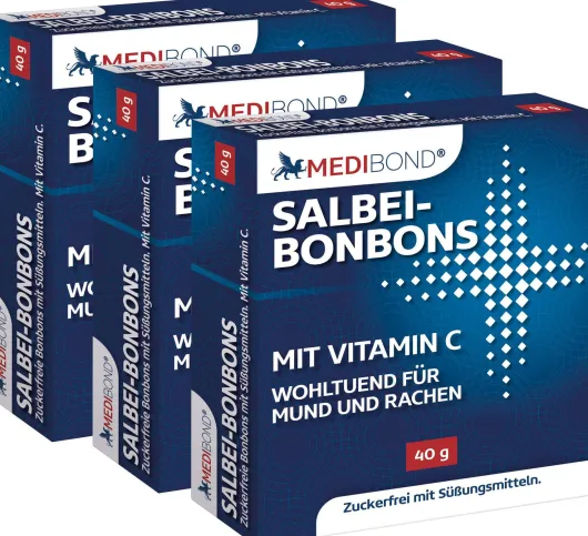 Salbei Bonbons zuckerfrei Medibond 3 x 40 g
