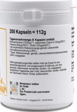 Schwarzkümmelöl Plus 5 Kapseln 200 Kapseln