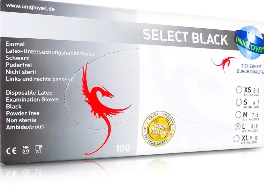 Select Einmal Latex Handsch.Gr.L Black