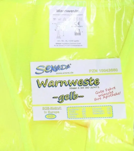 Senada Warnweste Gelb im Beutel