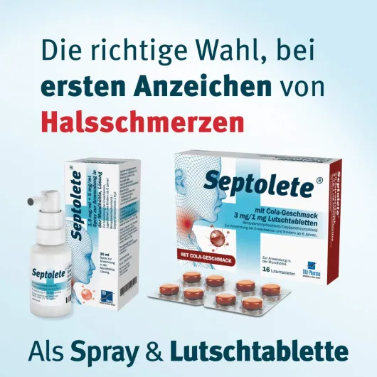 Septolete mit Cola Geschmack 3mg + 1mg 16 Lutschtabletten