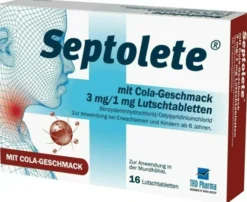 Septolete mit Cola Geschmack 3mg + 1mg 16 Lutschtabletten
