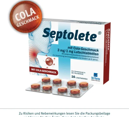 Septolete mit Cola Geschmack 3mg + 1mg 16 Lutschtabletten