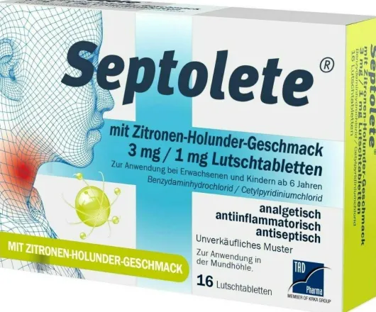 Septolete Zitronen-Holunder Geschmack 3 mg - 1mg 16 Lutschtabletten
