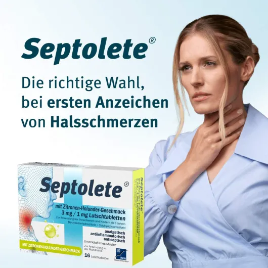 Septolete Zitronen-Holunder Geschmack 3 mg - 1mg 16 Lutschtabletten
