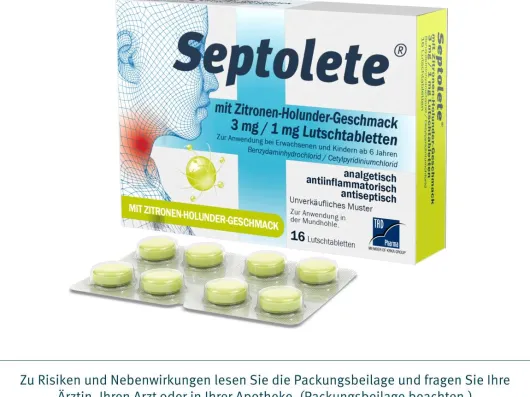 Septolete Zitronen-Holunder Geschmack 3 mg - 1mg 16 Lutschtabletten