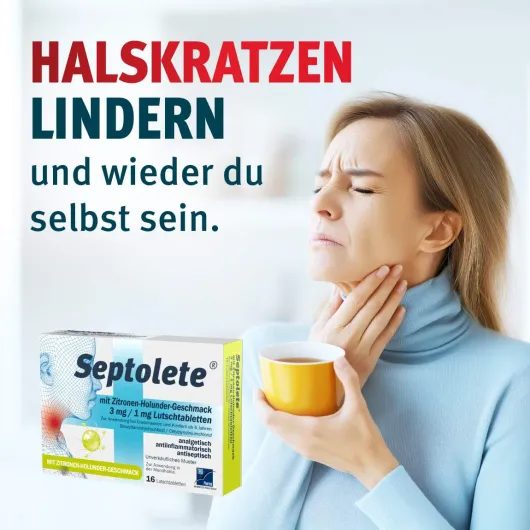 Septolete Zitronen-Holunder Geschmack 3 mg - 1mg 16 Lutschtabletten