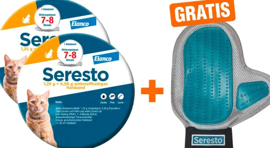 Seresto Halsband für Katzen 2 x 1 Stück + gratis Pflegehandschuh