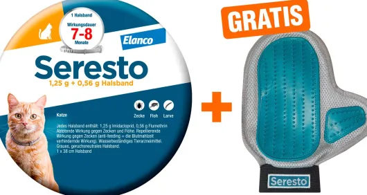 Seresto Halsband für Katzen 2 x 1 Stück + gratis Pflegehandschuh