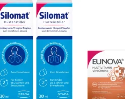 Silomat Hustenstiller Pentoxyverin 19 mg je ml 2 x 30 ml Tropfen + gratis Eunova VivaChrono 2 x 10 Tabletten