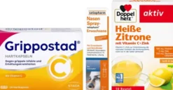 Sparset Grippostad 24 Hartkapseln & Nasenspray 10 ml & Heiße Zitrone 10 Beutel
