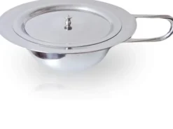 Stechbecken Edelstahl Mit Griff und Deckel 31cm