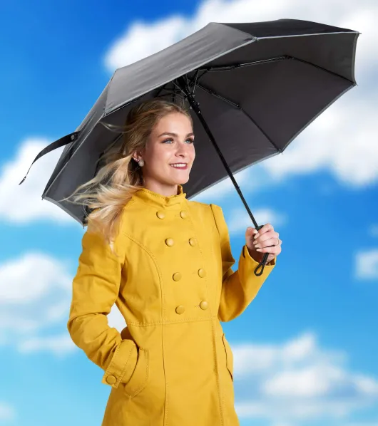 Sturm Regenschirm, faltbar mit Schutzhülle, schwarz