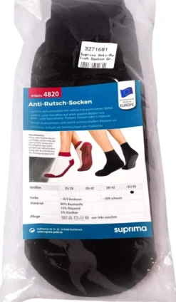 Suprima Anti-Rutsch Socken Gr.43-45 Schwarz 2 Stüc