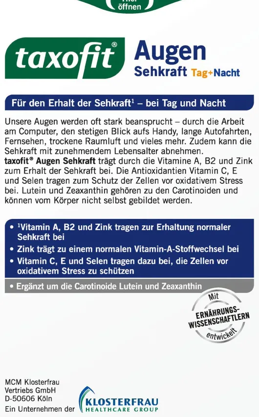 Taxofit Augen Sehkraft 30 Kapseln