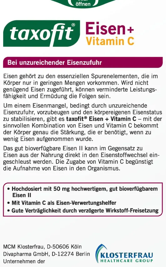 Taxofit Eisen + Vitamin C 40 Kapseln