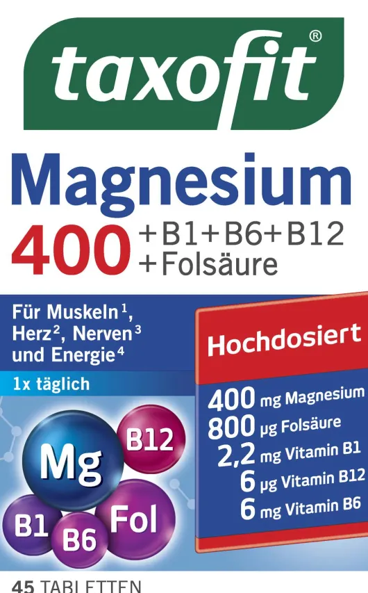 Taxofit Magnesium 400+B1+B6+B12+Folsäure 45 Tabletten